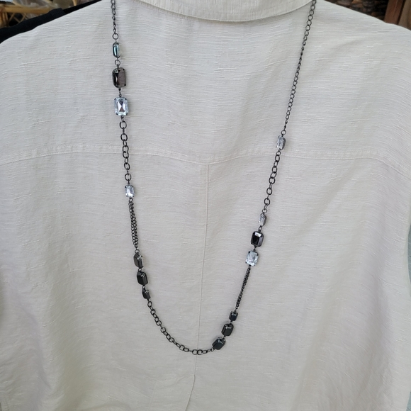 Black Chain with Bold Faceted Stones - Picture 13 of 15